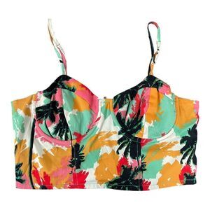 TEEN VOGUE Tropical Printed Adjustable Spaghetti Straps Crop Top Size L
